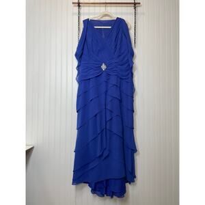 Jovani Wedding Guest Royal Blue Ruffled V-Neck Sleeveless Dress & Cardigan 20